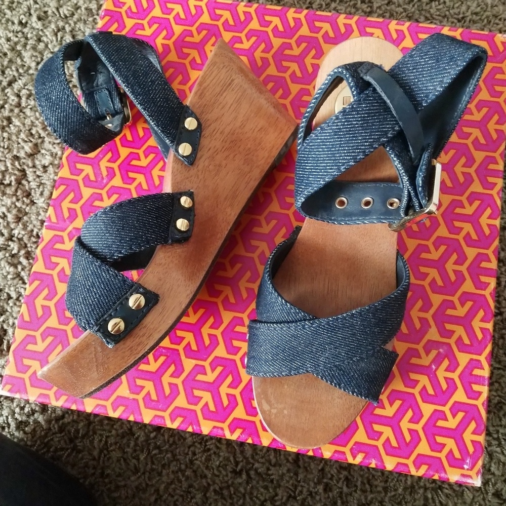 COPY - Tory Burch Risley Denim Sandals Size 5.5